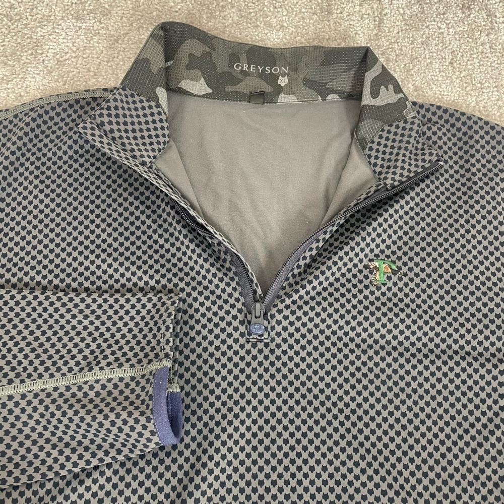 Greyson 1/4 Zip Pullover Mens Extra Large Wolf Print Golf Mallard Duck Logo